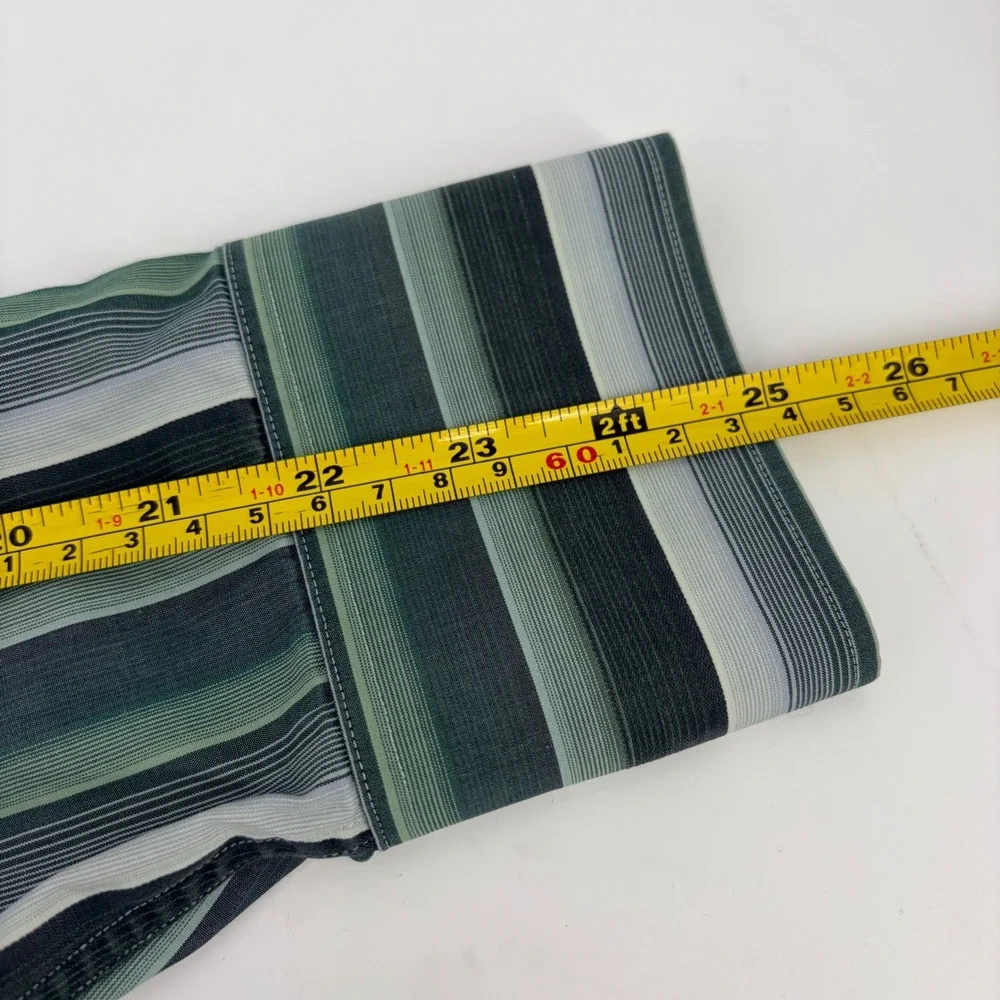 Banana Republic Mens Green Striped Long Sleeve Button Down Shirt 15-15 1/2